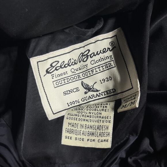Eddie Bauer Jacket Womens‎ Medium Black Quilted Goose Down Puffer Winter Coat - Picture 6 of 8